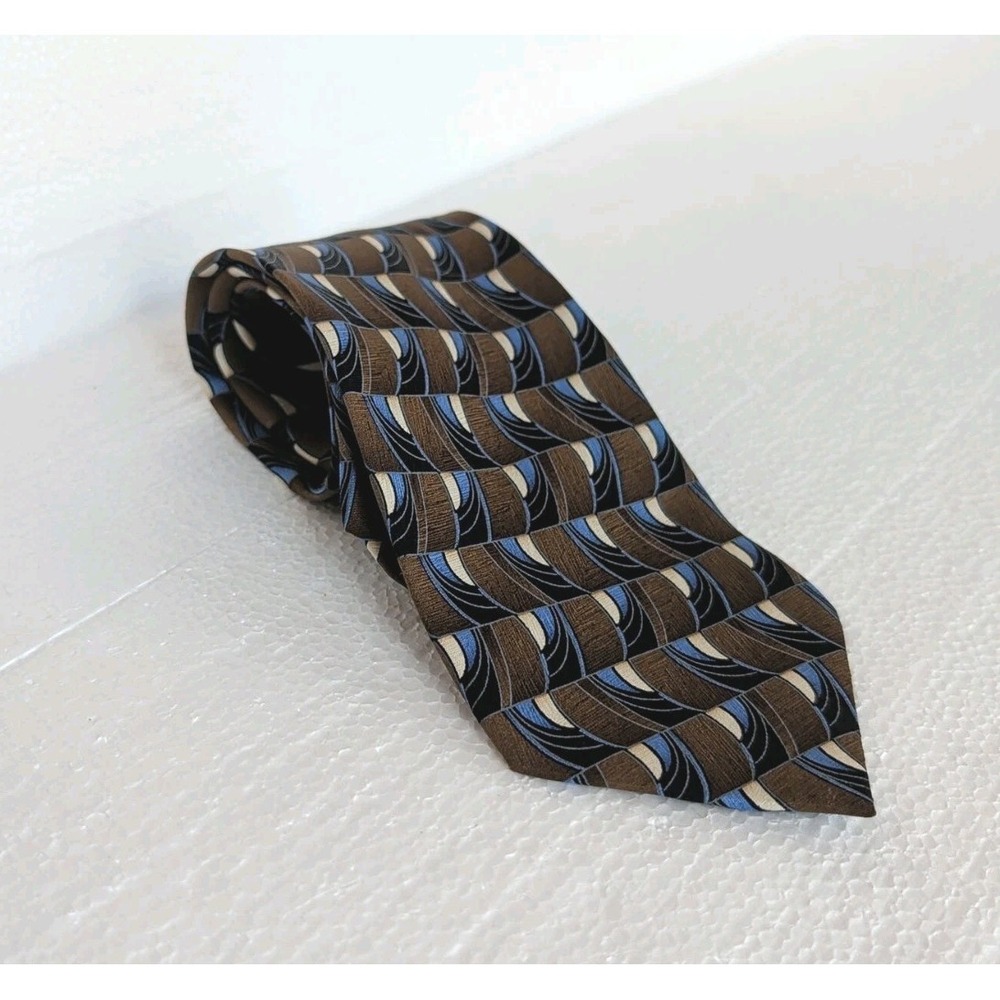 Stafford Men's Brown Tan 100% Silk Clip On Tie 4"